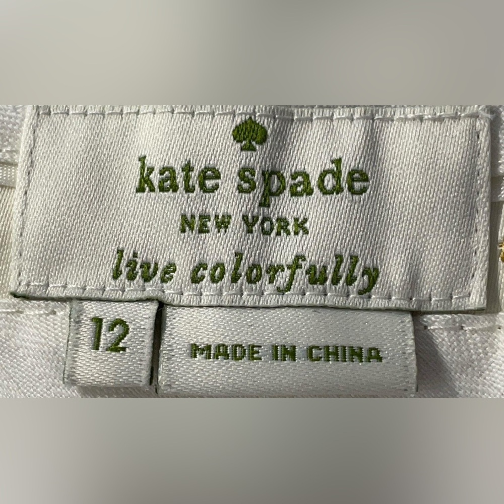 Kate Spade Blue and White Geometric Print Capri Pants - Picture 3 of 5